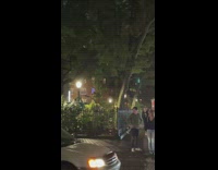 Street lights blink at night in new york 