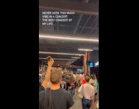 Crowd sings after the Linkin Park concert