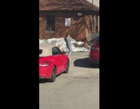 Red car parking lot girl dances alone 