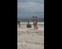 Woman bikini sit black ice box butt