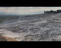 Submerged crater pool with tourist walk around