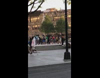 group of people dancing in publci