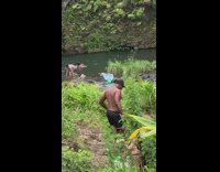 Collab IITW - Woman mermaid costume lie down near waterfalls