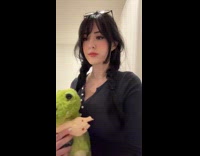 Woman shows her dinosaur collection and merch