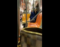 Guy wears gold plague doctor mask subway 