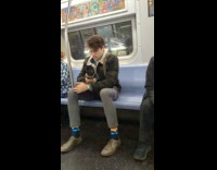 Collab WINY - Guys sits under train sign like him