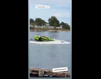 Collab WINY - Green car shaped boat spin around beach