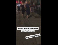 Two women switch shoes 