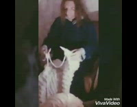 Art installation fake grandma knits white blanket