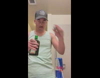 Guy chugs jaegermeister and then sips a red bull