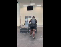 Guy jumps on box at gym falls over