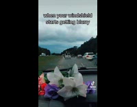 Turning on defroster in car on highway