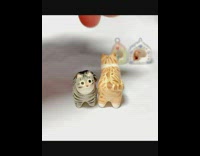 two black and orange cat figures white backdrop