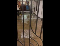 Water floods near station stairs 