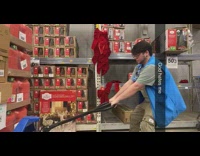 Guy tries to pull palette doesnt budge 