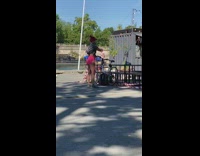 Girl pink shorts dance exercise touch toes