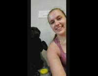 Black puppy dog shake paw girl 