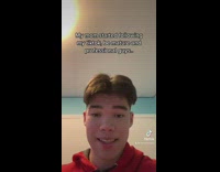 Guy red shirt looking at camera mom follows 