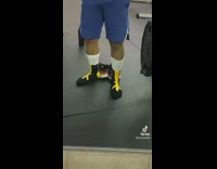 Guy do leg workout chicken leg socks