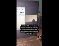 Zoom teacher helps son on math test 