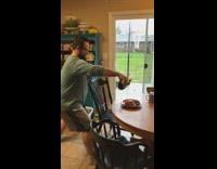 Guy records syrup pour over pancakes glasses