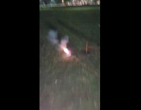 Guy lights fireworks falls into the ground 