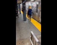 Collab Subway_Creatures - Woman ice cream head enter subway train