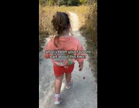 Little girl on hike tired 