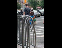Collab WINY - Man clown mask flex chest muscles on crosswalk