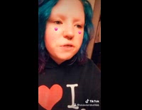 Girl blue hair reestablishes communism