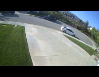 Amazon truck drives into white car 