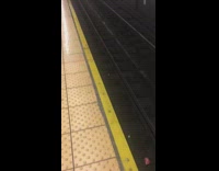 Collab Subway Creatures - Homeless man croaks and yells like a zombie in subway train