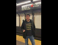 Guy lip sings to station announcements 