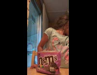 Fruit snack challenge blue shirt girl chocolate 