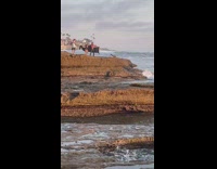 Man and Woman black blanket with blower at the beach