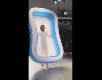 Model wears pool on runway 