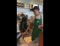 Starbucks skit guy throws all supplies at girl