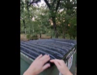 Woman helping racoon stuck in dumpster 