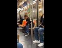 Collab Subway Creatures - Man caught pigeon and holds it on train