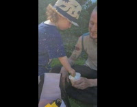 Collab KaleSaladIG - Boy shares ice cream spoon with dog