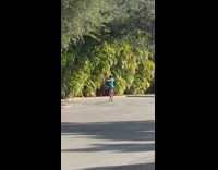 Guy blue top hold dumbbells leg exercise part 1