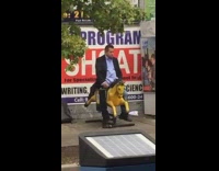 Man Rides on Horse Machine for Kids 