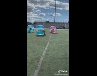 Collab FunBestVids - Plastic bubble soccer ball kids collide grass
