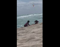 girl all fours pink bikini beach