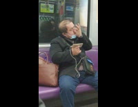 Guy picks nose and eats booger subway 