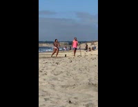 Guy girl tiktok dance beach pink shirt