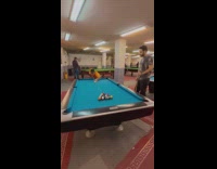 Man almost shoots all of pool ball 