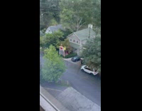 House with large clown face decoration  