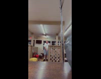 Woman tries carrying bag falls on floor