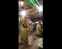 Guy drops phone in beer cup restaurant 